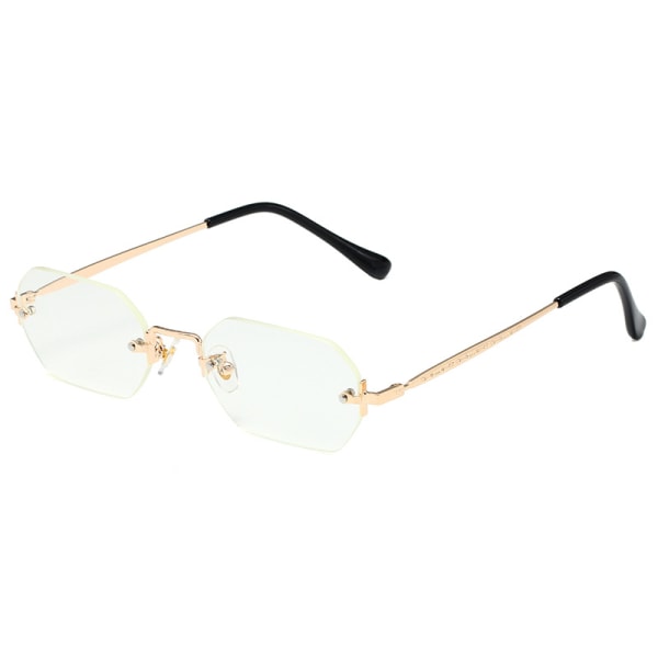 Retro små smalle, kantløse solbriller Clear Eyewear Vintage rektangulære solbriller til kvinder mænd
