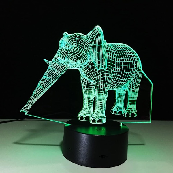 Elegant Elefant Lampe Fantastisk 3D Illusions LED Nattelykt med 7 Farger Lampe Som Hjemmedekorasjon Søte Gaver til Gutter Jenter