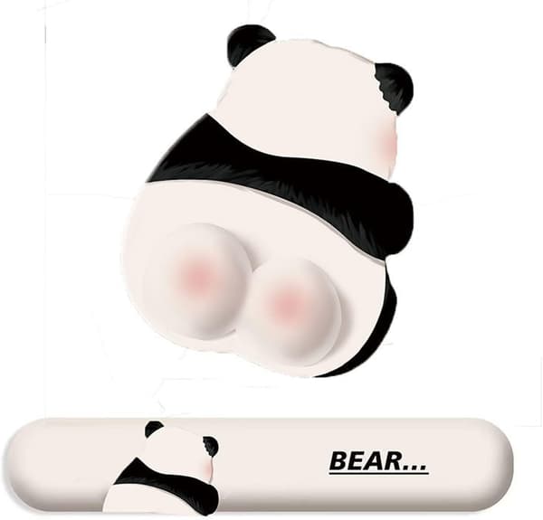 Ergonomisk musematte med håndleddsstøtte, søt panda musematte med håndleddsstøtte, smertelindrende musematte, musematte for datamaskin, bærbar PC, O white