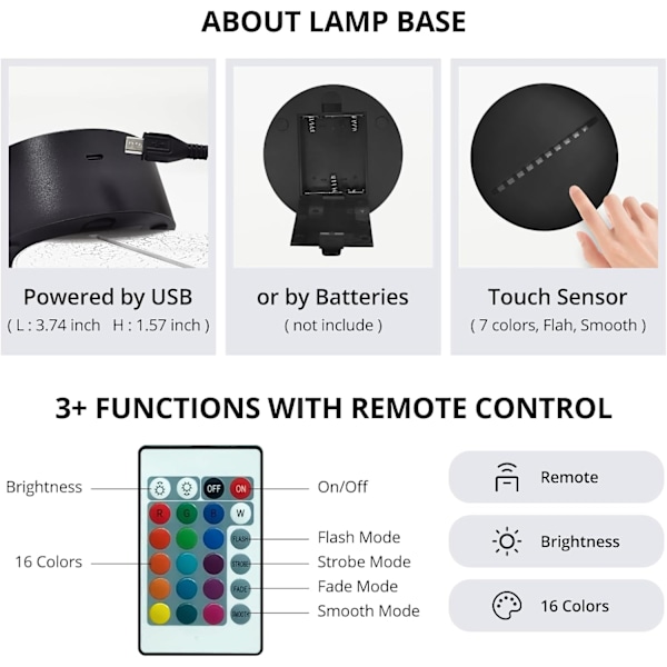 3D Illusionslampe med Anime-motiv, 7 fargeendrende 3D Illusionslampe med Anime-motiv, Animefigur 3D-lys Anime for akryl LED-lampe Anime LED-lys for barn
