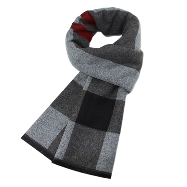 Wekity herrskarp i ullblandning, varm vinterscarf, casual rutig scarf