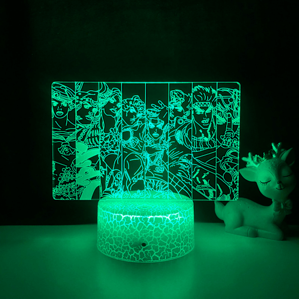 Qinwei 3D Illusion Lamp Anime JoJo's Bizarre Adventure  Nattlampa med fjärrkontroll för sovrumsdekorativa pojkar flickor födelsedag jul -- Patte