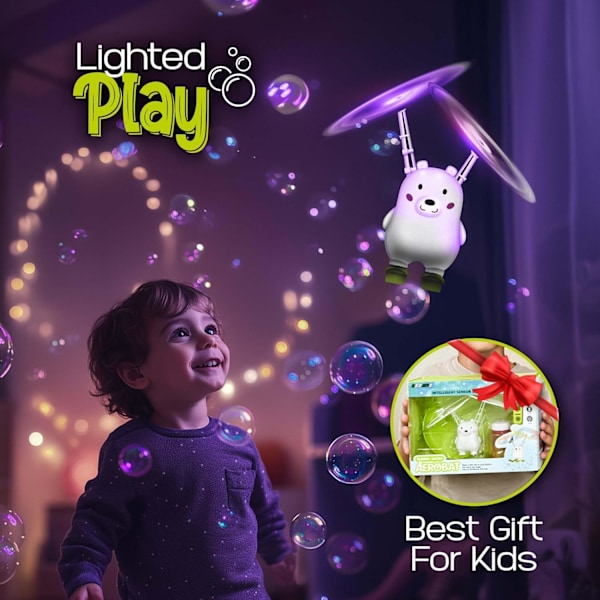 Bubbelbjörnsmaskin för barn – Automatisk bubbelmaskin med LED-lampor, bubbelvätska och bubbelbricka, bästa födelsedagspresenten för flickor och pojkar