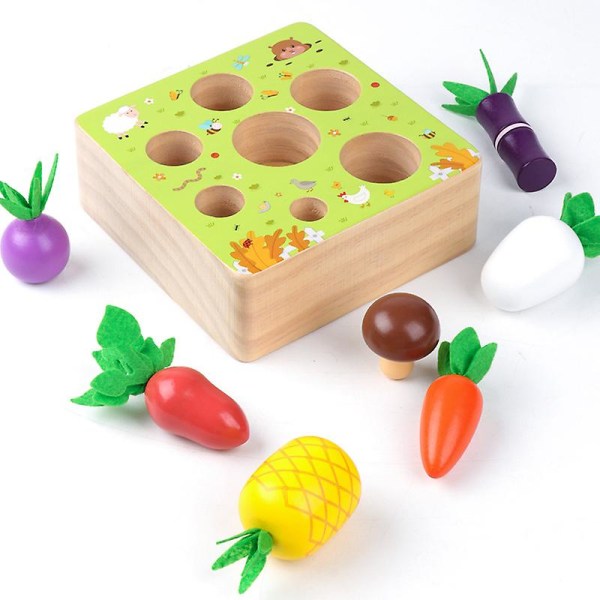 Puinen maatilan sadonkorjuupeli Montessori-lelu, Early Learning Toy
