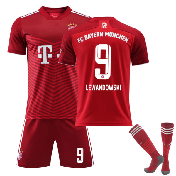 21/22 Nya Bayern Hemma Röd Barn Vuxna Fotboll Fotbollströja Träningströja Kostym No.9 LEWANDOWSKI 22