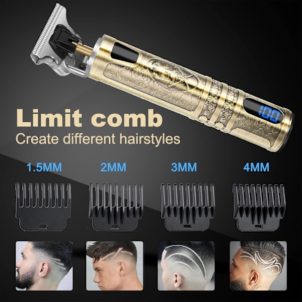 Professionella Hårtrimmer för Män med USB-Sladdlös Laddningsbar Grooming-Set Bronze 02