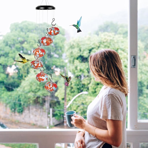 Charmiga vindspel Hummingbird-matare för utomhusupphängning, myra och bisäker, läcker aldrig, perfekt trädgårdsdekoration för utomhusbruk Orange