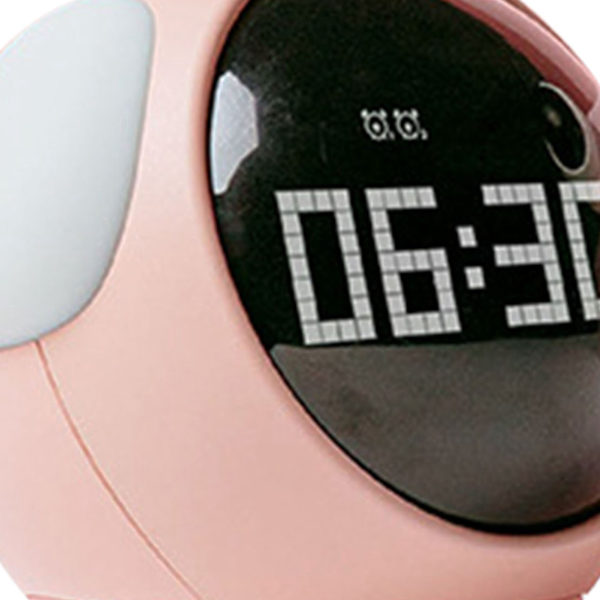 Uttrycksklocka Söt Hundform Multifunktionell LED Digital Väckarklocka Röstaktiverad Nattlampa Pink