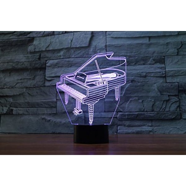 3D Pianokontroll 16 Färgade Nattlampor Illusion Akryl LED Bord Sänglampa Barn Sovrum Skrivbordsdekoration Födelsedagspresenter Leksak för Barn