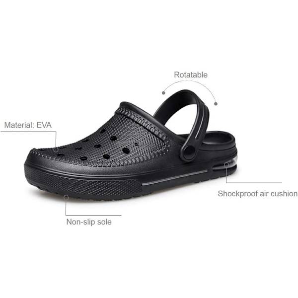 Unisex Have Clogs Vandsko Strandsko Tøfler Sandaler Luftpude Letvægts Komfortable Black 11.25inch 12 Women/11 Men