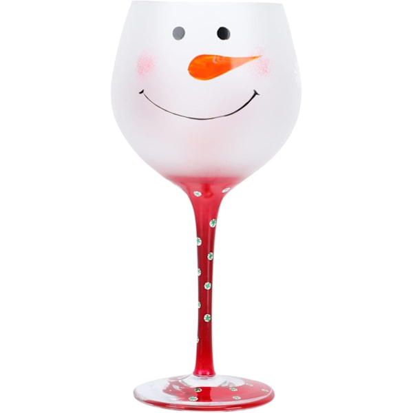 Söta vita snögubbe glas julvin vinglas för hemmet och nattklubbar, julcocktailglas vinglas för julhelgen