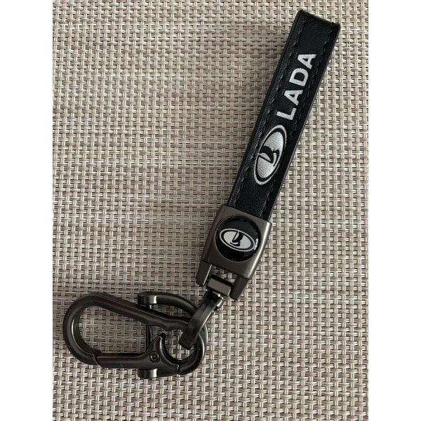 Ægte læder nøglering med bil logo kompatibel med Lada nøglering læder nøglering egnet til kvinder og mænd Lada tilbehør