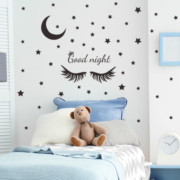 Good Night Moon Stars Vinyl Wall Decal Decoration Moon And Stars Night Vinyl Wall Deor For Kids Room Bedroom