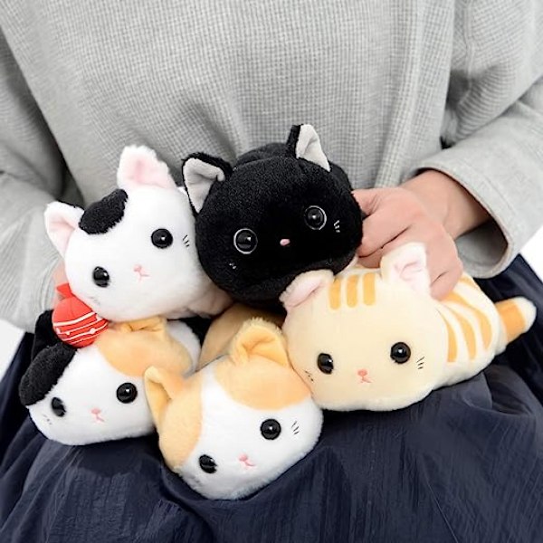 Kawaii söt katt fluffig plysch pennfodral pennväska tecknad film smink kosmetisk väska (svart)