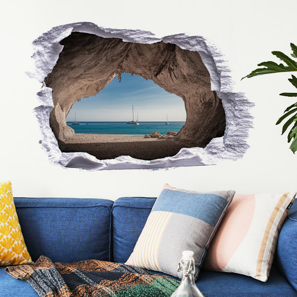 Broken Hole Landscape Wall Stickers 3D Beach Dekorativ m lning