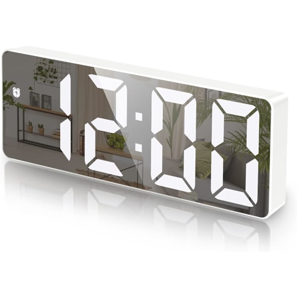 Väggklocka med stor LED-display, digital klocka med temperaturvisning, justerbar ljusstyrka, röststyrning, 12/24-timmarsvisning, liten skrivbordsklocka black+rgb