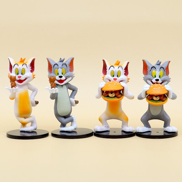 Anime Katt og Mus Håndlaget Modell Hamburger Tom Katt Jerry Mus Periferi Skrivebordsdekorasjon