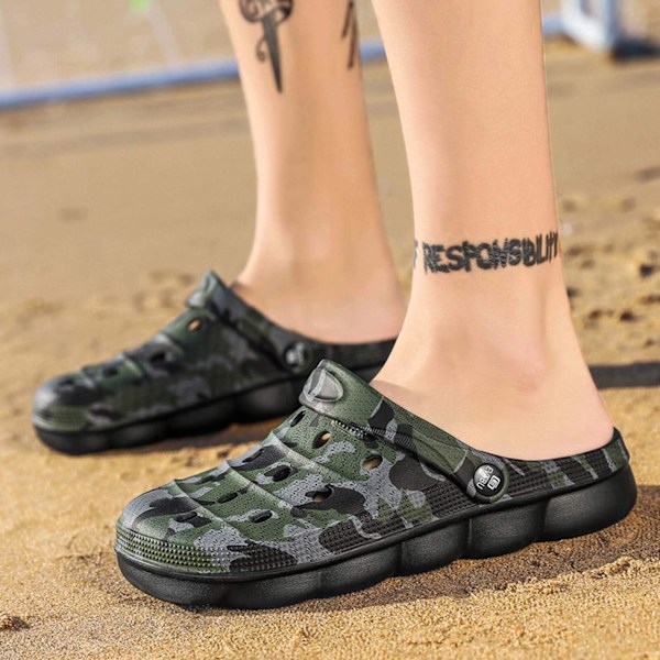 Herre- og damehagesabber, sommersandaler, lette, sklisikre, gåsko, unisex-voksensabber til basseng, strand, hage, kjøkken, dusj Black 11inch 12 Women/10 Men