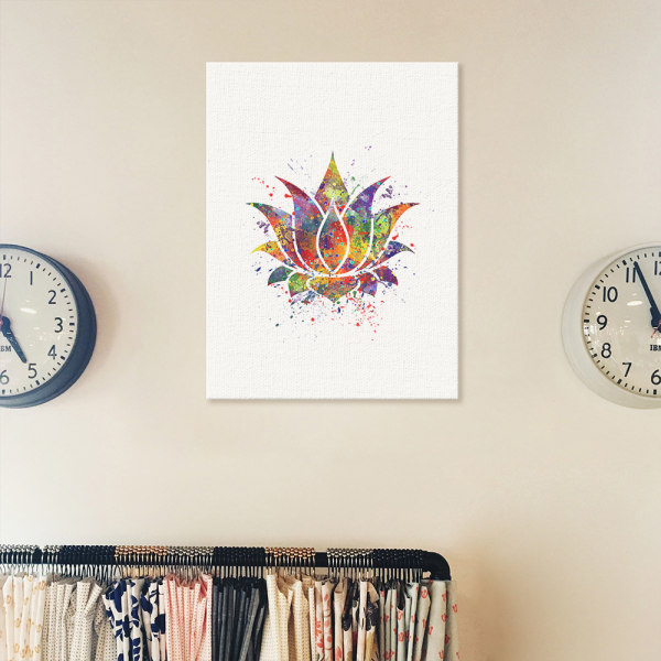 Wekity Buddha, Lotus og Mudra Wall Art Canvas Print Poster, Enkelt Mode Vandfarve Kunsttegning Dekor til Hjem Stue Soveværelse Kontor (Sæt af