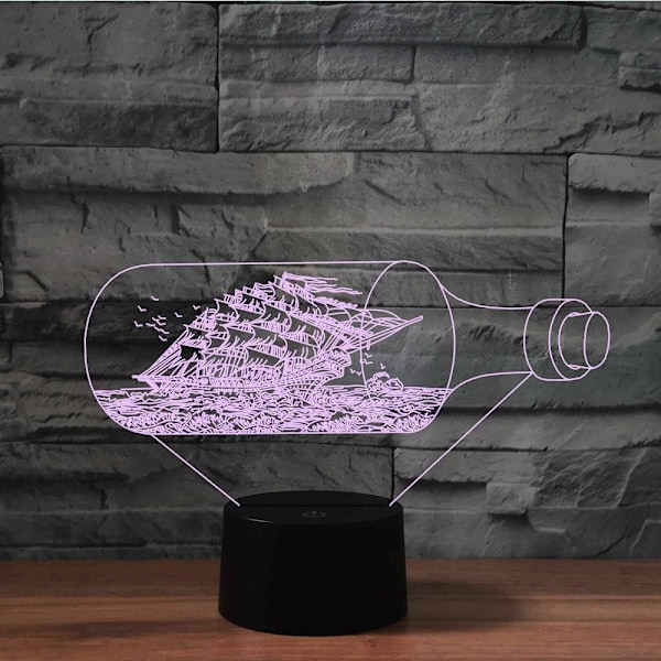 3D Drivende Flaske Valentinsdag Fjernkontroll 16 Farger Nattelyslusjon Akryl LED Bord Nattbord Lampe Barn Soverom Skrivebord Dekor