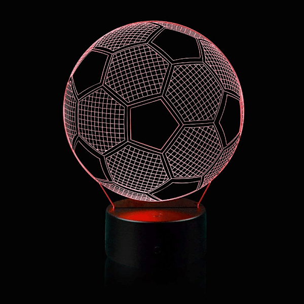 3D Illusion Fodbold Natlys Lampe med 16 Farveskift Touch Sort Base Strømforsyning af AA Batterier med Fjernbetjening Fødselsdagsgave