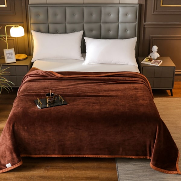 Pehmeä fleece-peitto Super Soft Cosy Bed Throws Blanket brown 200*230 cm