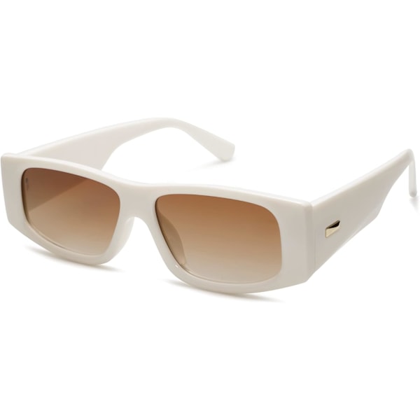 Retro Trendiga Rektangulära Polariserande Solglasögon 80-tal 90-tal Y2K Snygga Designersolglasögon Cream White Brown