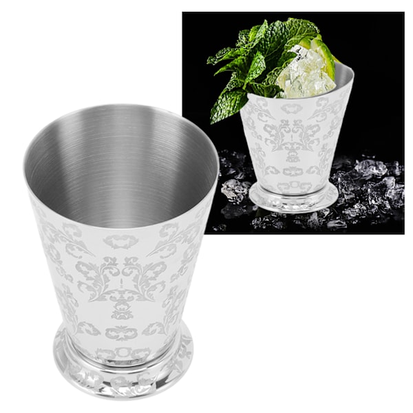 Cocktail drikkekopp 304 rustfritt stål sølvfarget Moscow Mule krus for barer Hjemmemønsterutskjæring Leaf