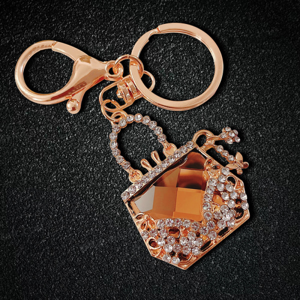 Small satchel car keychain female bag pendant metal key chain ring with diamonds small gift-Crystal dinner bag