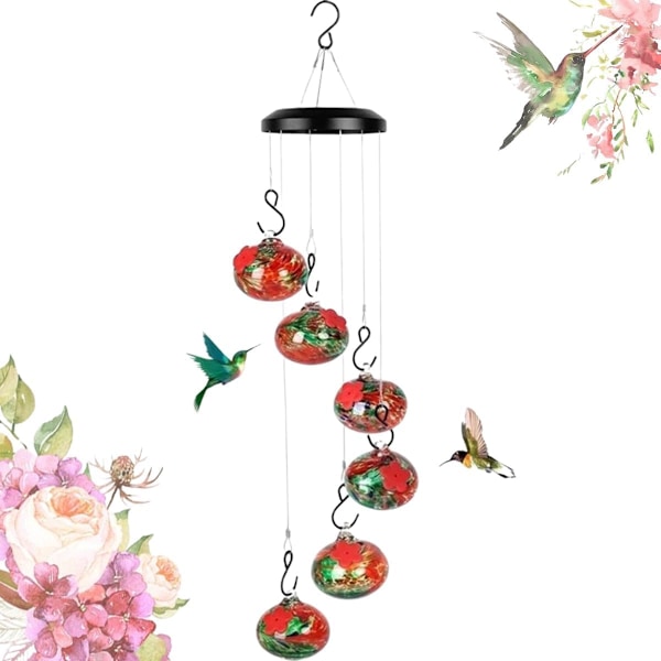 Charmiga vindspel Hummingbird-matare, 2024 Nya vindspel Hummingbird-matare för utomhusupphängning, Fågelmatare för utomhusupphängning a A2
