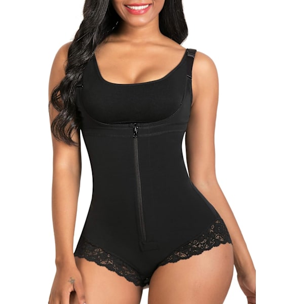 Shapewear för kvinnor Tummy Control Fajas Colombianas Body Shaper Zipper Open Bust Bodysuit Black XL