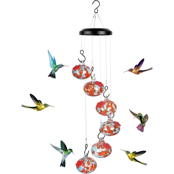 Charmiga vindspel Hummingbird-matare för utomhusupphängning, myra och bisäker, läcker aldrig, perfekt trädgårdsdekoration för utomhusbruk Orange
