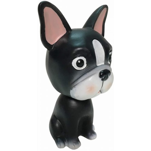 Bobbleheads Hund Bulldog, Søt Bil Dashbord Bobble Head Boston Terrier Dekorasjon, Dyr Resin Ornament Valp Ristende Hode Leker for Bil Kjøretøy Aut