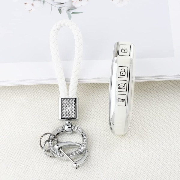 Nøglebeskyttelsescover til Kia Soul Forte Sportage Telluride EV6 tilbehør Girly Soft TPU Bil Smart Keys Shell Case Protector 4 Knapper Bling Nøglering