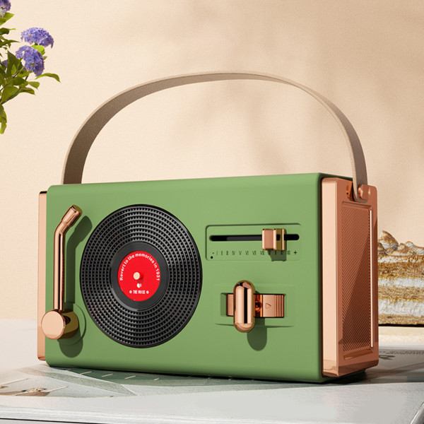 Utomhus Bluetooth-högtalare Bärbar Dekorativ Hög Ljudkvalitet USB-minnen Stöd Retro Bluetooth-högtalare för Vardagsrumskontor Grön
