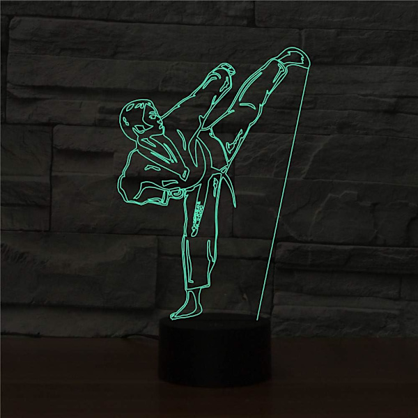 3D Karate Fjärrkontroll 16 Färger Nattlampor Illusion Akryl LED Bord Sänglampa Barn Sovrum Skrivbordsdekoration Födelsedagspresenter Leksak för Barn