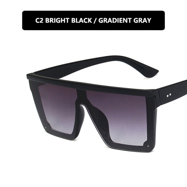 （Ljussvart och dubbelgrå） Damsolglasögon herr Oversized fyrkantiga båglösa solglasögon UV400 Solglasögon trend stor båge solglasögon i ett stycke new m