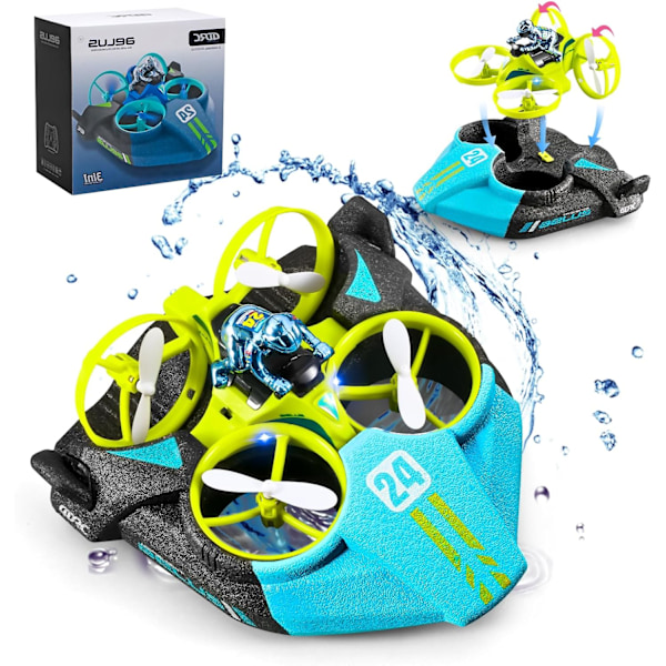 Hovercraft RC Båd 3 i 1, Fjernstyret Hovercraft Båd RC Drone Race Drift Biler Legetøj