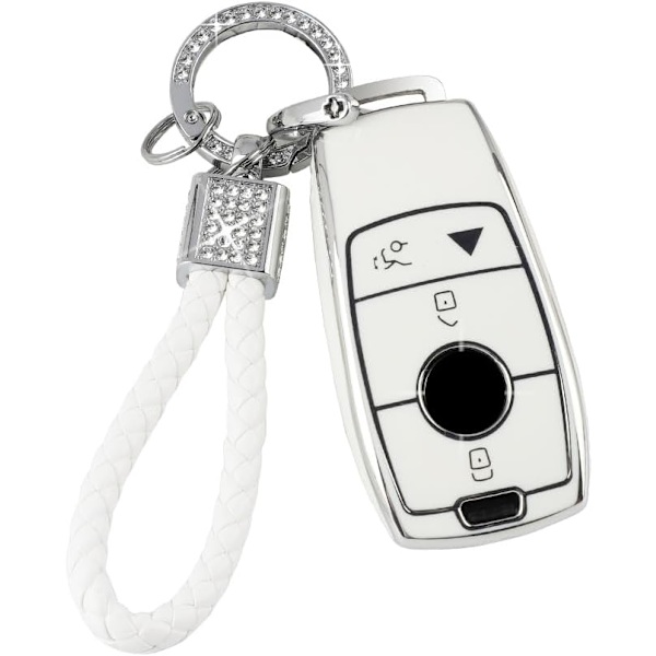 Nyckelringsskydd för Benz GLC GLE GLA GLB GLS A C E G S AMG Klass Tillbehör Mjuk TPU Bilsmartnyckelfodral Bling Nyckelring Heltäckande Skydd Flickaktig Kvinnor