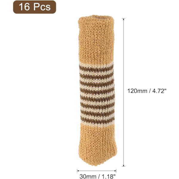 8 st Stolsbensgolvskydd, Akryl Stolsbensstrumpor, Randiga Stickade Stolsbensskydd, Möbelstrumpor för Hårda Trägolv Light Brown