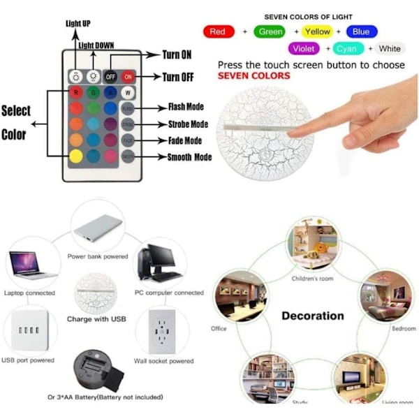 Lastbilformad 3D LED Nattlampa Barn Dekoration USB-lampa Sovrumssovlampa 16 Färgbyte USB-touchbas Present Leksak USB-kabel Dekoration Skrivbord