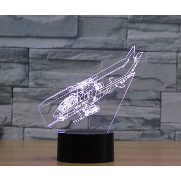 3D Helikopter Fjärrkontroll 16 Färger Nattlampor Illusion Akryl LED Bord Sänglampa Barn Sovrum Skrivbords Dekoration Födelsedagspresenter Leksak för Barn