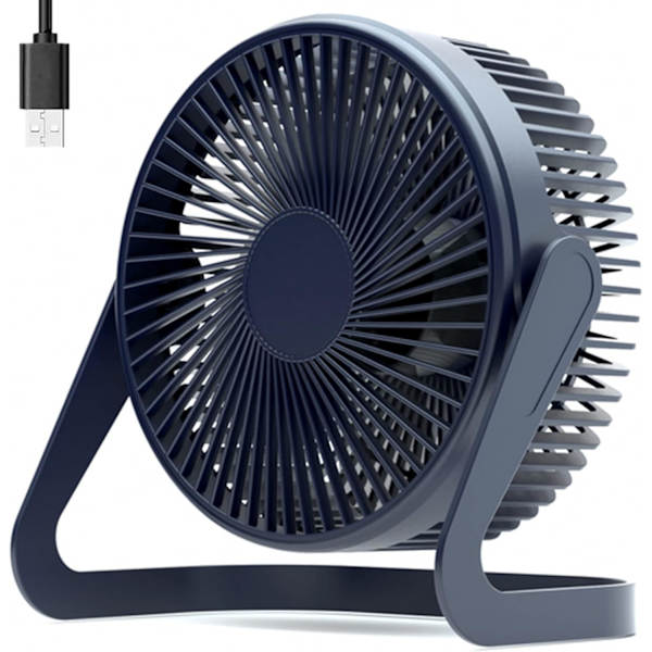 USB-fläkt 5 tum Mini USB-bordsfläkt Personlig bärbar skrivbordsfläkt Kylande fläkt driven av USB PC Netbook för camping Hemmakontor Utomhusresor, Stron ABS Blue 5 Inch