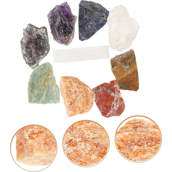 WJ 27 Pieces Healing Crystal Set Natural Healing Stones Palm Stones 7 Chakras Rose Decor Yoga Equipment Gems for Crafts Assorted Colorsx3pcs 7.5x1.8x0.8cmx3pcs