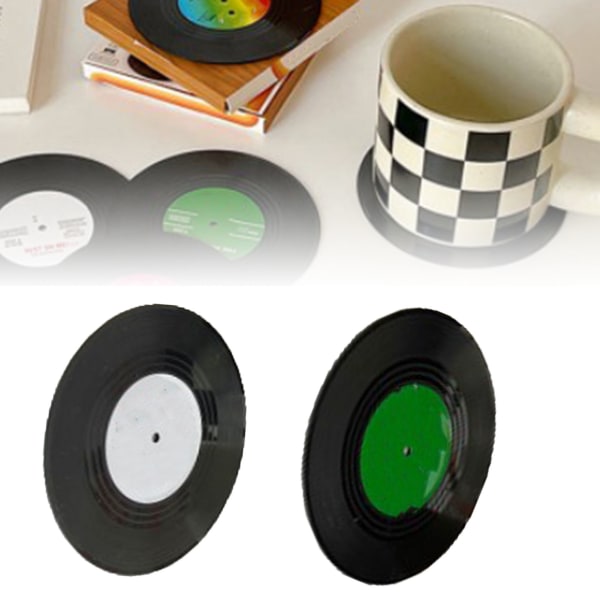 2pcs Record Coasters Retro Funny Unique Recordings Disk Coasters for Drink Bars Coffee