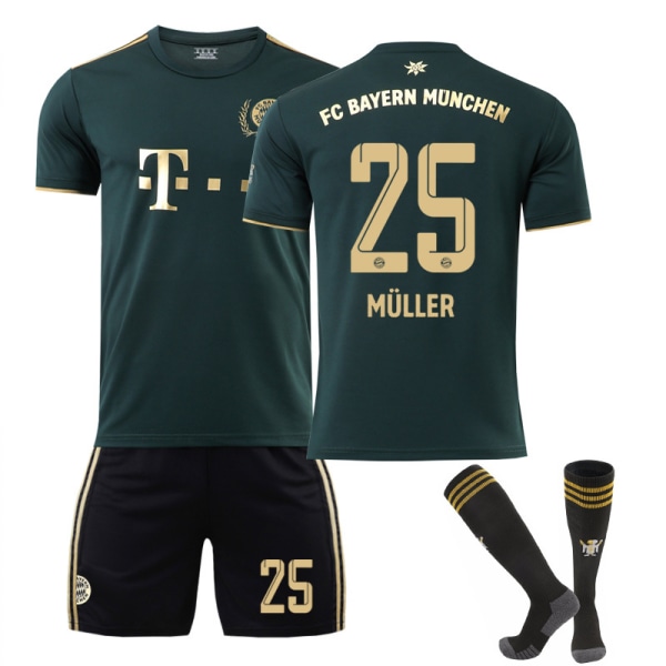 Bayern Green Special Memorial Jersey Set Lapsille Aikuisille Jalkapallo Jalkapallopaita Trainin Jersey Suit No.25 MULLER XS