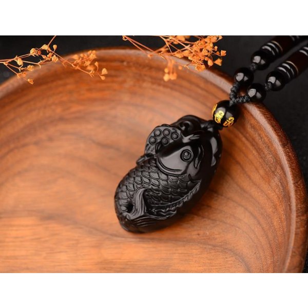 Natural Obsidian kala kaulakoru Amulet riipus wen tai naisille