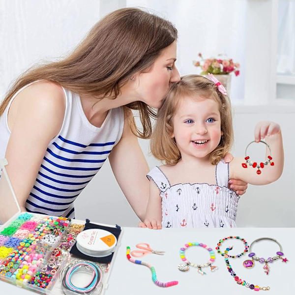 Sæt med forskellige perler til armbånd, 3000 stk. flade lerperler til smykkefremstilling, jule- og fødselsdagsgaver til piger i alderen 8-12 år 3000pcs