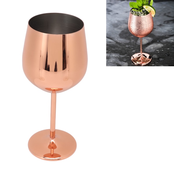 Viinilasi ruostumattomasta teräksestä, kaunis ja elegantti metalli samppanjakuppi illallisille ja juhliin Rose Gold