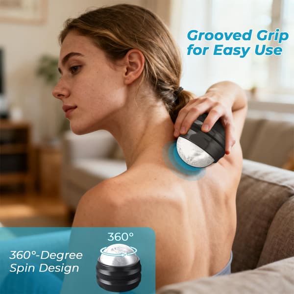 2-pack Muskelmassage Roller Ball, Handhållet Terapiverktyg för Öm Kropp & Ledvärk. Black White